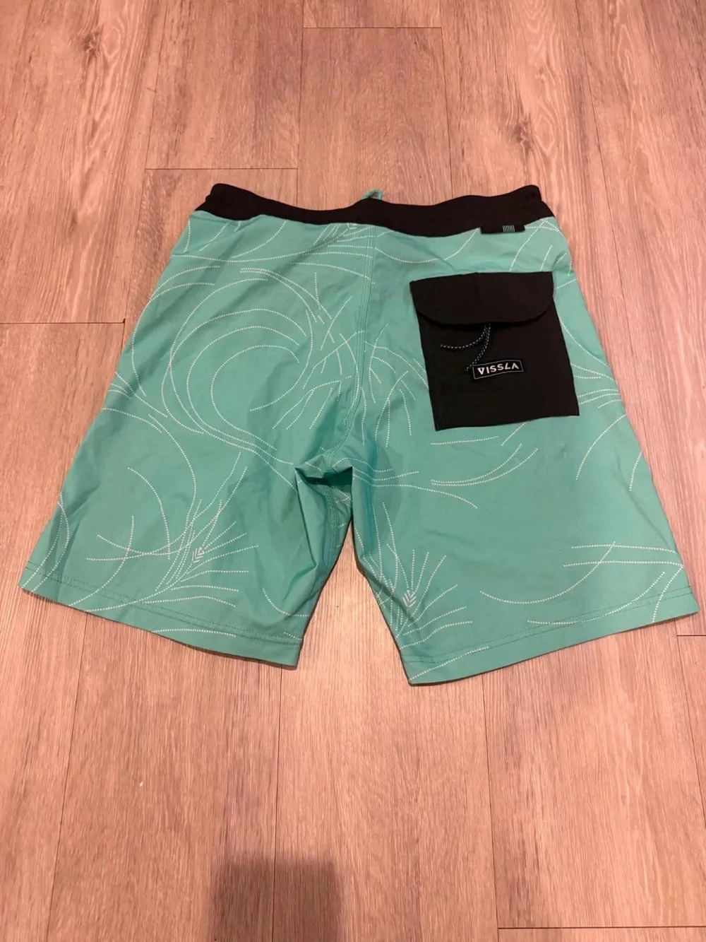 VISSLA Teal Swim Boardshorts with Black Waistband